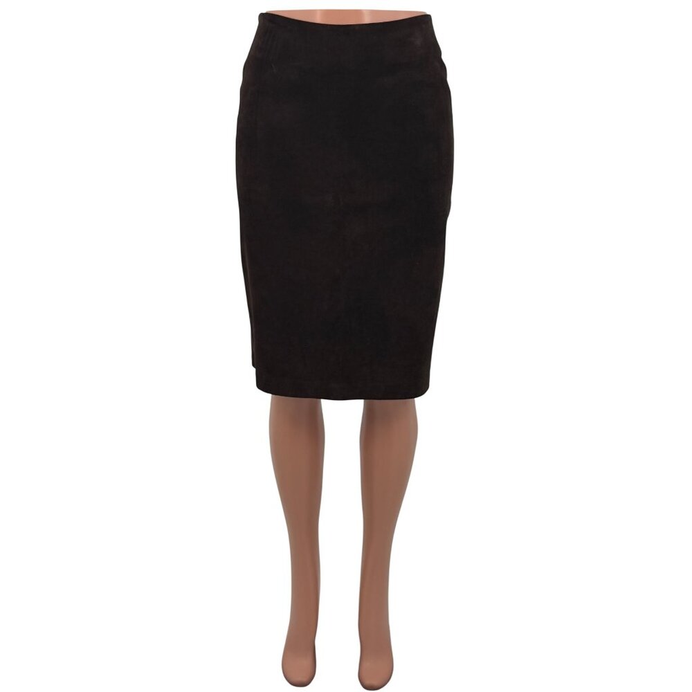 Archival 2003 GAP Blue Label Genuine Suede Column Skirt | Dark Academia Boho VTG - Picture 3 of 16